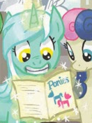 Comic issue 20 cover RE Lyra reading Ponies.png
